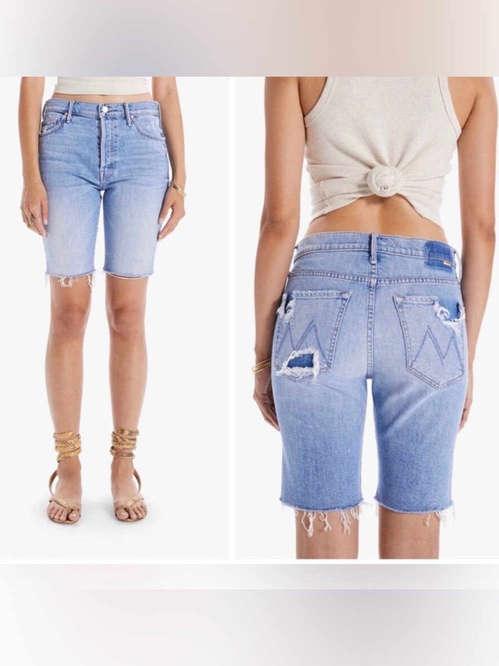 Mother Denim The Trickster Jean Shorts Slay It With Flowers size 23